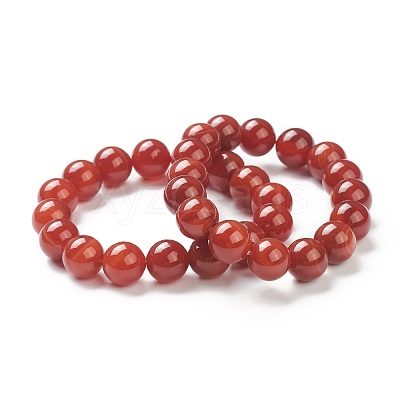 Natural Red Agate Beaded Stretch Bracelets BJEW-A117-E-25-1