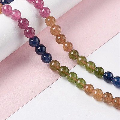 Natural White Jade Imitation Tourmaline Beads Strands G-I334-01B-1