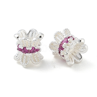 6-Petal Brass Micro Pave Cubic Zirconia Double Sided Bead Caps ZIRC-F141-01S-02-1