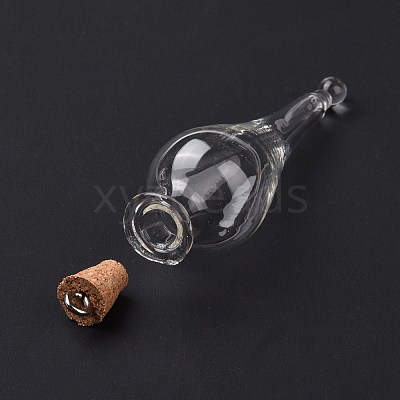 Teardrop Glass Cork Bottle Big Pendants AJEW-A041-01B-1