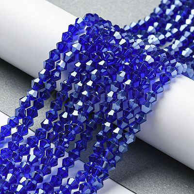 Transparent Electroplate Glass Beads Strands GLAA-F029-4mm-C06-1