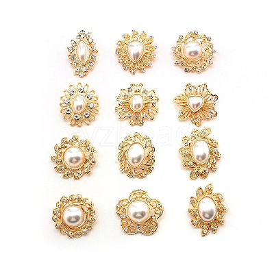 12Pcs 12 Style Crystal Alloy Rhinestone Brooches Set JEWB-SZ0001-43-1