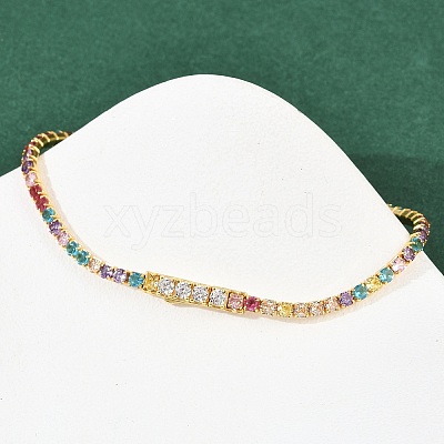 925 Sterling Silver Micro Pave Cubic Zirconia Tennis Bracelets for Women BJEW-C117-01A-G01-1