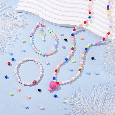 1200Pcs 12 Styles Opaque Acrylic Beaded OACR-GA0001-23A-1