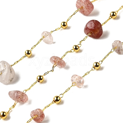Handmade Natural Strawberry Quartze Chip Beaded Chains CHC-F020-09G-13-1