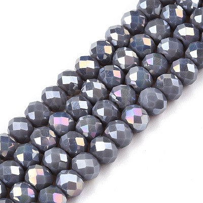 Electroplate Glass Beads Strands EGLA-A044-P6mm-B10-1