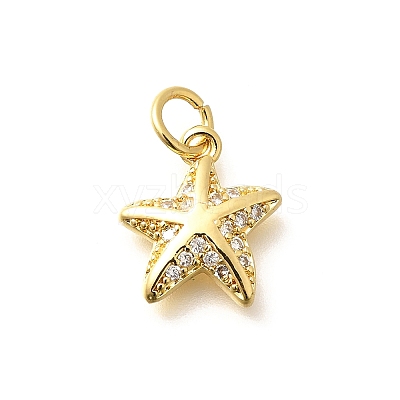 Brass Micro Pave Clear Cubic Zirconia Pendants KK-Q040-01F-G-1