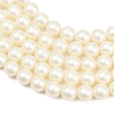 Frosted Glass Pearl Beads Strands GLAA-A044-08A-02-1