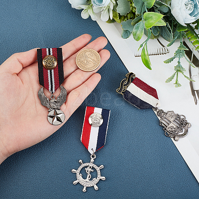 3Pcs 3 Style Alloy Pendant Lapel Pin JEWB-GA0001-04-1