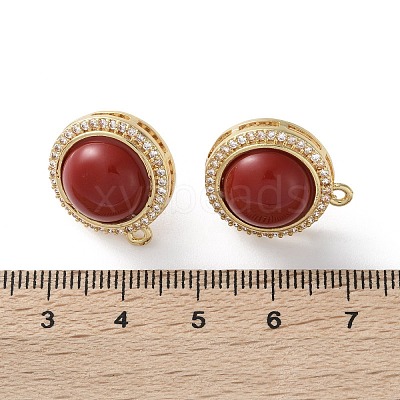 Brass Micro Pave Cubic Zirconia Stud Earrings Findings KK-R215-08G-01-1