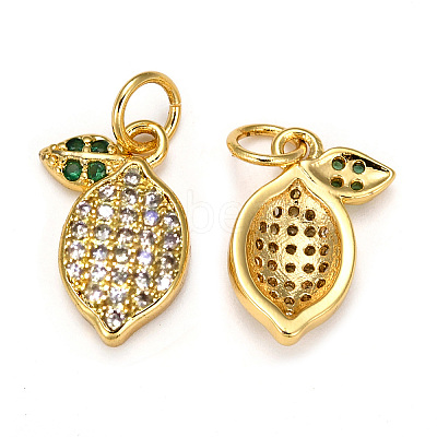 Brass Micro Pave Cubic Zirconia Charms X-ZIRC-L093-18G-1