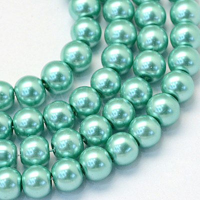 Baking Paint Glass Pearl Round Bead Strands X-HY-Q003-10mm-32-1
