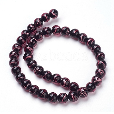 Handmade Silver Foil Lampwork Beads Strands FOIL-L016-C08-1