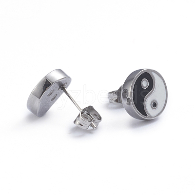 Feng Shui 304 Stainless Steel Stud Earrings EJEW-L248-047P-1