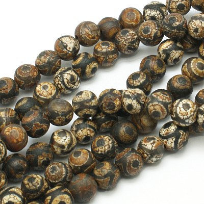 Tibetan Style 3-Eye dZi Beads G-K166-04-6mm-L2-1