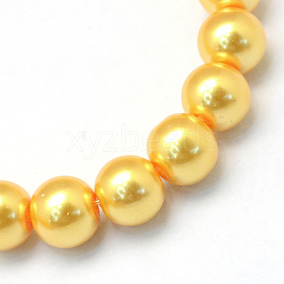 Baking Paint Pearlized Glass Pearl Round Bead Strands X-HY-Q330-8mm-56-1