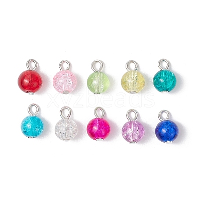 10Pcs Spray Painted Crackle Glass Charms PALLOY-JF03253-01-1