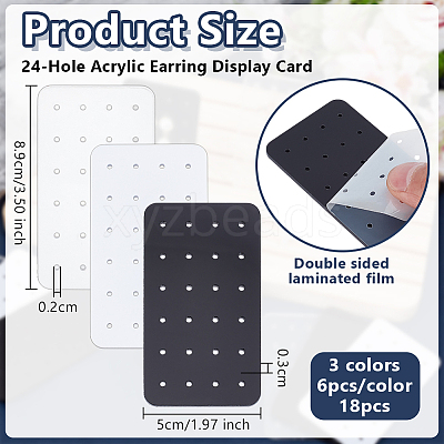 18Pcs 3 Colors Acrylic Earring Display Cards EDIS-WH0016-076-1