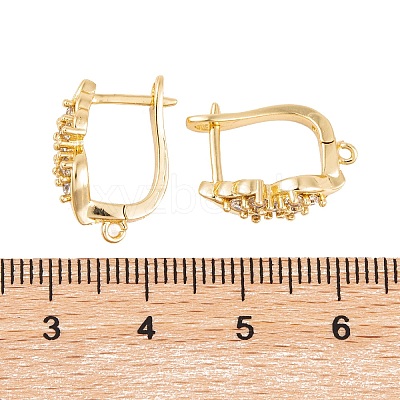Rack Plating Brass Cubic Zirconia Hoop Earring Findings KK-S374-04G-01-1