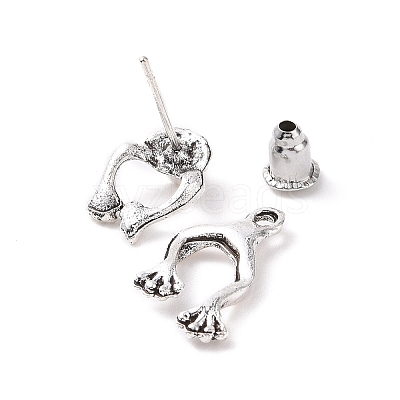 Alloy Frog Front Back Stud Earrings for Men Women EJEW-H088-01AS-1