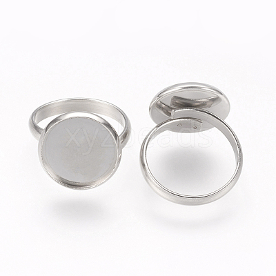 Tarnish Resistant Adjustable 304 Stainless Steel Finger Rings Components X-STAS-L193-P-14mm-1