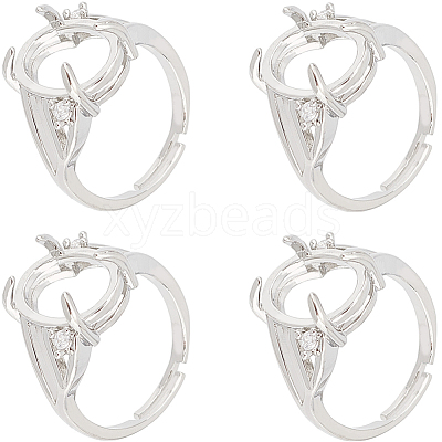 8Pcs Brass Adjustable Solitaire Ring Components KK-SC0003-95-1