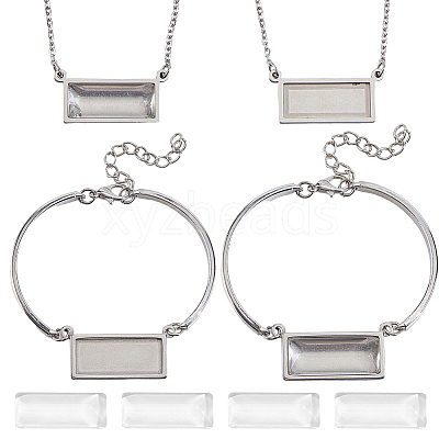 DIY 304 Stainless Steel 2Pcs Necklaces & 2Pcs Bracelets Making Kits SJEW-DR00003-1