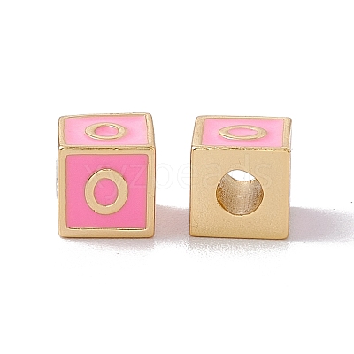Rack Plating Brass Enamel Beads KK-B060-04G-05O-1