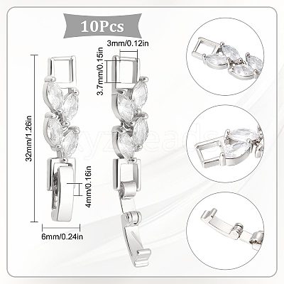 10Pcs Rack Plating Brass Clear Cubic Zirconia Watch Band Clasps KK-SC0003-11P-1