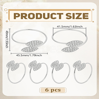 Double Leaves Alloy Crystal Rhinestone Napkin Rings AJEW-WH0609-175S-1