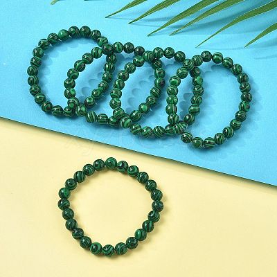 Synthetic Malachite(Dyed) Bead Stretch Bracelets BJEW-K212-B-031-1