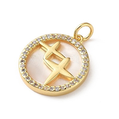 Brass Micro Pave Clear Cubic Zirconia Pendants CU-CBA03AF-06B-G-1
