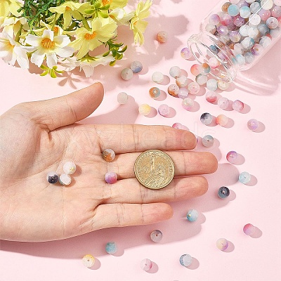 200G Frosted Baking Paint Crackle Glass Beads with Glitter Powder DGLA-YW0001-56A-1