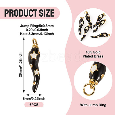 6Pcs Brass Enamel Pendants KK-SW0001-08E-1