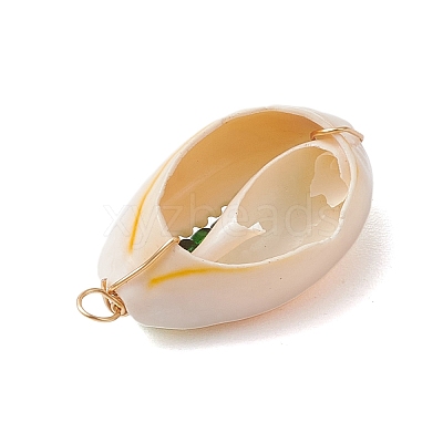 6Pcs 6 Styles Natural Cowrie Shell & Glass Seed Beads Pendants PALLOY-JF02759-04-1