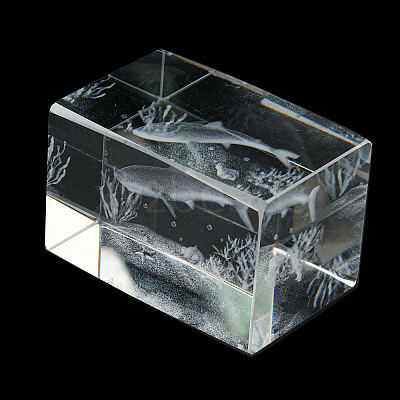 3D Laser Engraving Animal Glass Figurine LS-DJEW-R013-01B-1