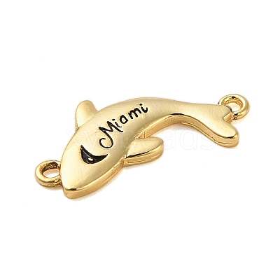Beach Theme Rack Plating Brass Dolphin Connector Charms KK-P261-08G-G07-1