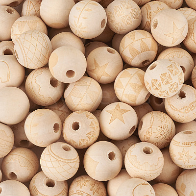 100Pcs 10 Style Unfinished Natural Wood European Beads WOOD-TA0001-55-1