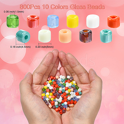 800Pcs 10 Colors Glass Beads GLAA-CJ0001-72-1