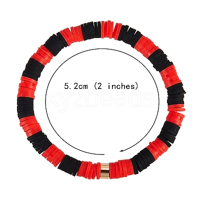 Handmade Polymer Clay Heishi Beads Stretch Bracelets Sets BJEW-JB05902-10-1