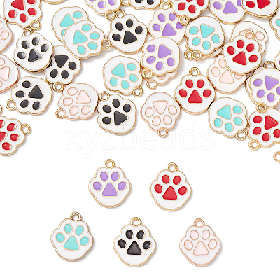 50Pcs 5 Colors Alloy Enamel Pendants ENAM-CJ0004-27-1