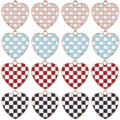 40Pcs 4 Colors Alloy Enamel Pendants ENAM-SC0004-34-1