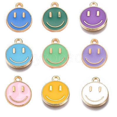 18Pcs 9 Colors Alloy Enamel Charms ENAM-YW0001-97-O-1