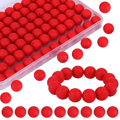 80Pcs Round Silicone Focal Beads SIL-SZ0001-24-14-1