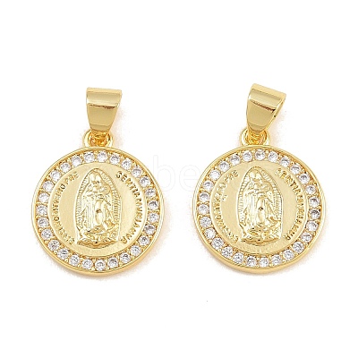 Brass Micro Pave Clear Cubic Zirconia Pendants CU-CBAFB88-02G-1