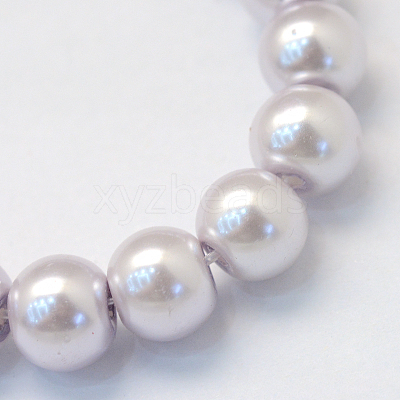 Baking Paint Pearlized Glass Pearl Round Bead Strands HY-Q330-8mm-25-1