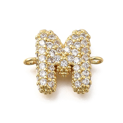 Brass Micro Pave Cubic Zirconia Letter Links KK-I717-04M-1