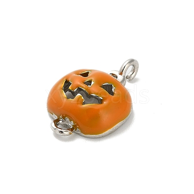 Halloween Brass Orange Enamel Connector Charms KK-F915-04C-P-1