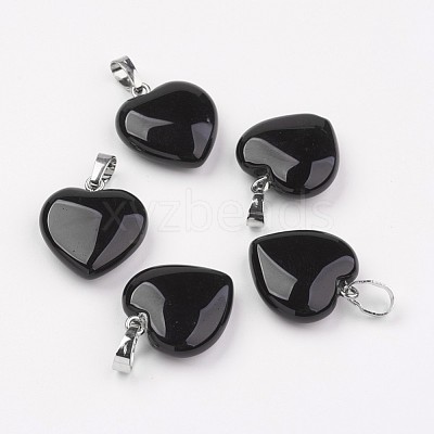 Natural Black Agate Pendants G-G956-B04-FF-1
