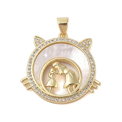 Brass Micro Pave Clear Cubic Zirconia Pendants KK-I712-51G-04-1